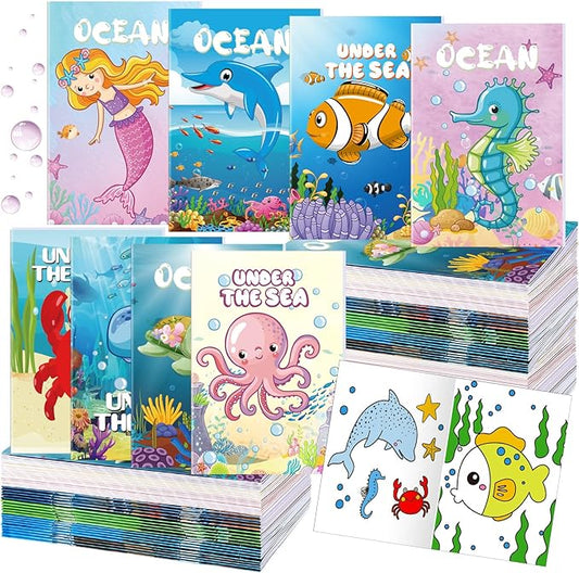 Estune 40 Pcs Coloring Books Under The Sea Ocean Party Favor for Kids Coloring Book Set Mini Small Coloring Books Goodie Bag Stuffers Gift Classroom Home