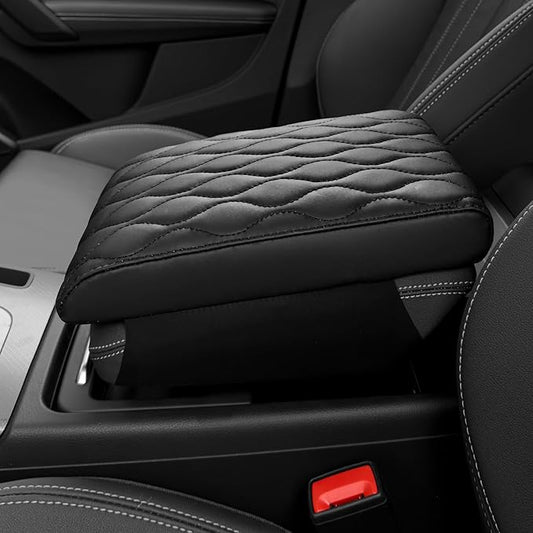 POKSRI Car Center Console Cover/pad PU Leather,Universal Armrest mat, Adjust Driving Posture Cushion,Protector Box,Memory Foam,Relieves Shoulder/arm Fatigue,Boosting Driving Safety