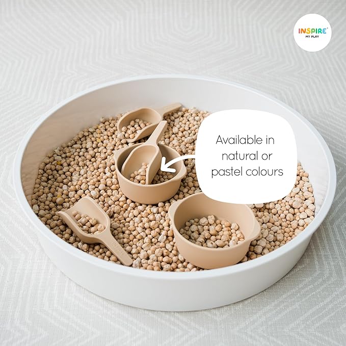 Inspire My Play - 4 x Mini Silicone Scoops - Perfect for Sensory PlayTray - Sensory Bin Accessories - Special Education Classroom Supplies - Montessori Education Toys - Multi-Purpose Shovel - Natural