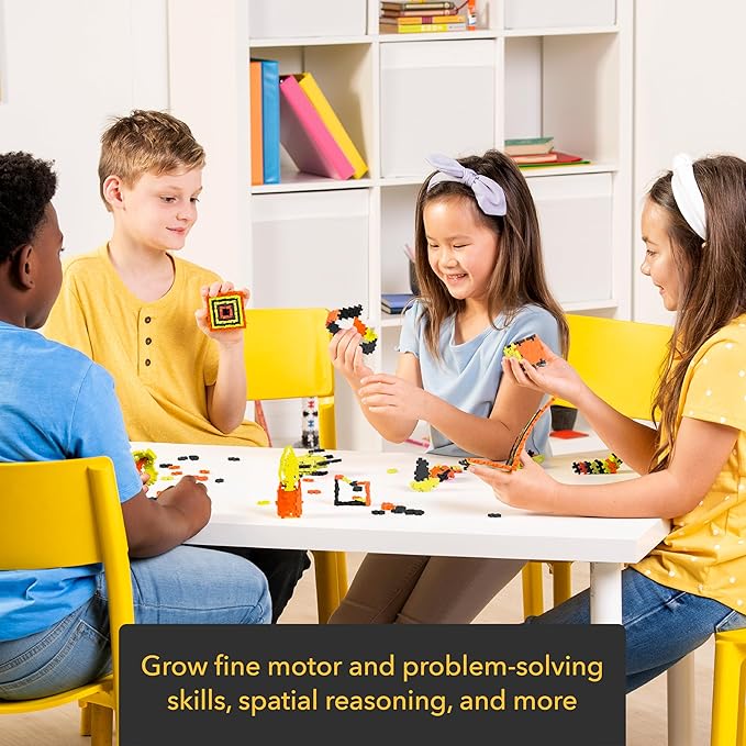 PLUS PLUS 3D Puzzle Building Block Set, 70 Mini Interlocking Pieces, Fun Holiday Activities for Kids - Halloween Mini Maker Tube