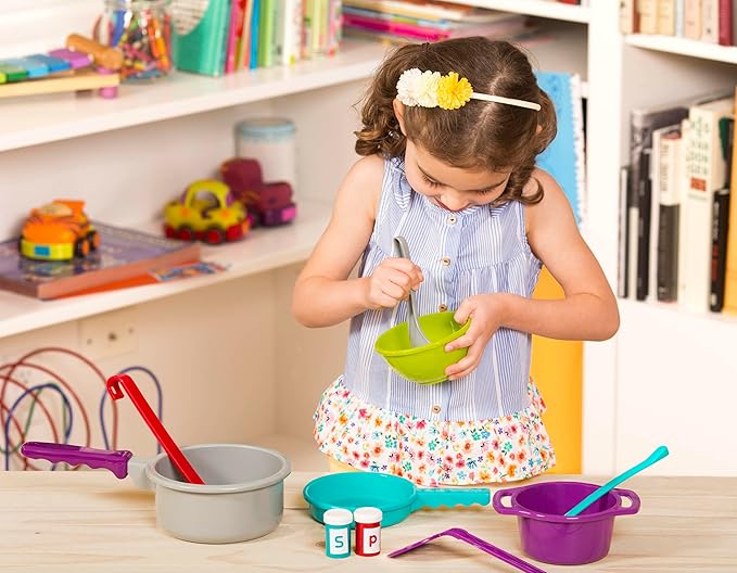 Battat – Pretend Cooking Set – Plastic Kitchen Toys – Play Dishes & Utensils-Toddler Cooking Set – 3 Years + (21 Pcs)