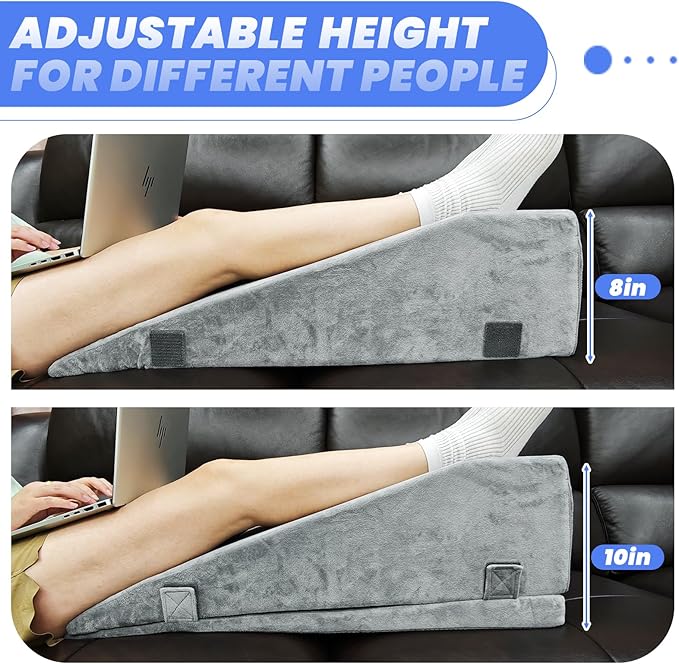 2 Adjustable Heights Leg Elevation Pillows for After Surgery, Knee Replacement Recovery Aids, Bone Foam Knee Surgery Pillow Replacement for Hip Ankle Pain Relief