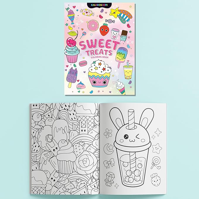 Hinkler Kaleidoscope: Sweet Treats Coloring & Activity Kit - Kids Cute Dessert Themed Coloring Book w/Scented Stationery & Stickers, Ages 6+