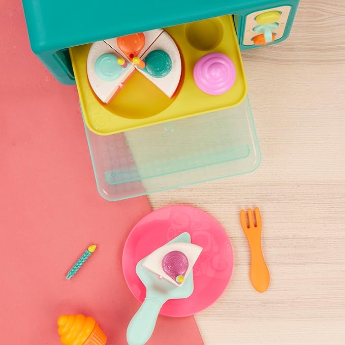 B. toys – Play Oven Set – 22-Piece Cake Baking Playset – Pretend Cupcake Decorating – Lights & Sounds – 3 Years + – Mini Chef - Bake-a-Cake Playset