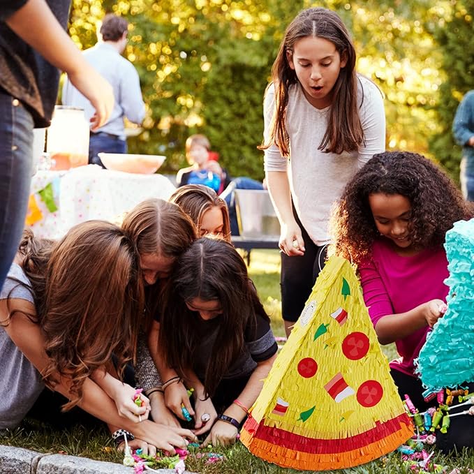 Lewtemi Pizza Piñata Pizza Party Favors Pizza Birthday Party Supplies with Stick Confetti and Blindfold Pizza Shower Theme Decorations for Pizza Supply