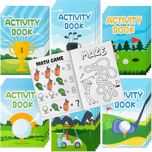 Golf Activity Books for Kids - Sports Golf Theme Mini Games Coloring Book Set Bulk Mazes Word Search Word Scramble Games DIY Booklet for Birthday Party Goodie Bags Stuffers Classroom Favors Supplies