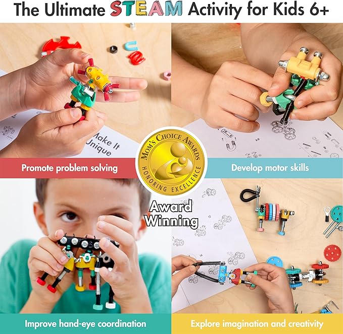 Jumbo Kit Educational Build Your Own Robot Toy, Stem Classroom Games for Group Play & Family, Valentine Birthday Gifts for Kids Montessori Play Kit, Steam Toys for Kids Ages 6 7 8 9+