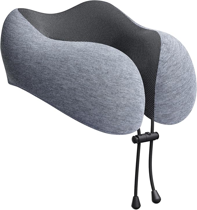 urnexttour Travel Pillow for Airplane Memory Foam Neck Pillow, Soft & Support Travel Pillow for Travelling, Sleeping Rest, Car, Train and Home Use (Dark Grey)