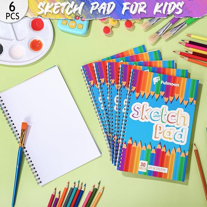 Fulmoon 25 Pcs Operation Christmas Bulk Drawing Pad for Kids 30 Sheets Drawing Paper Coloring Sketch Book Art Supplies for Adults Crayons Pencils School Office Christmas Art Supplies, 6 x 9 Inch