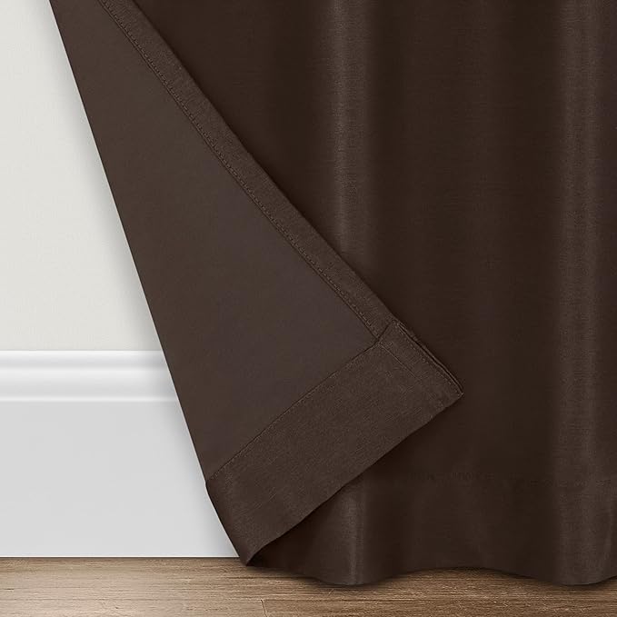 Eclipse Fresno Modern Blackout Thermal Rod Pocket Window Curtain for Bedroom (1 Panel), 52 in x 63 in, Espresso