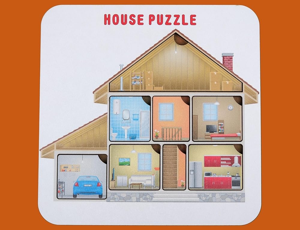 Educational Montessori puzzle, house puzzle for kids, available in your desired language. Kids wooden jigsaw puzzle. Language learning puzzle. Gift for kids. Back to school.