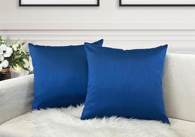 Aiking Home 26x26 Inches Faux Silk Square European Shams, Zipper Closure, Royal (Set of 2)