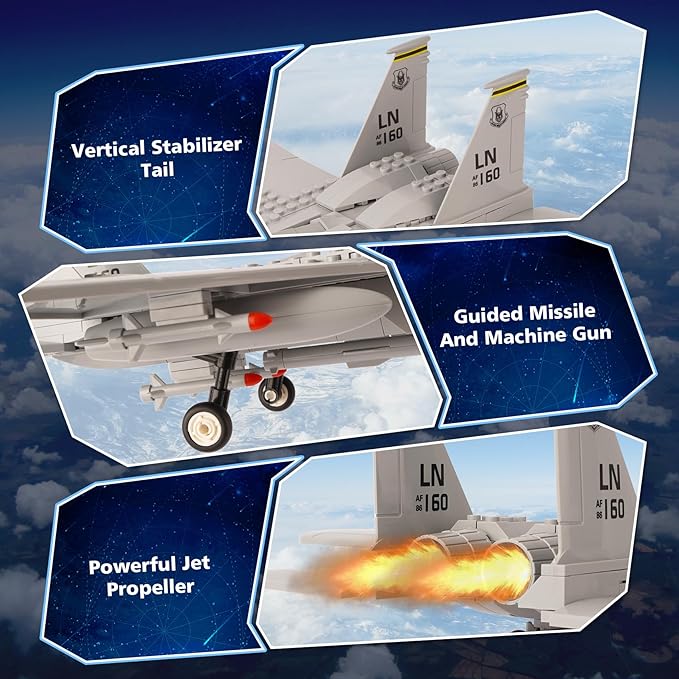 Oichy F-15 Model Airplane Kit, 223 PCS Military Airplane Toy, F15 Fighter Jet Toy, Airplane Building Kit for Adults and Kids