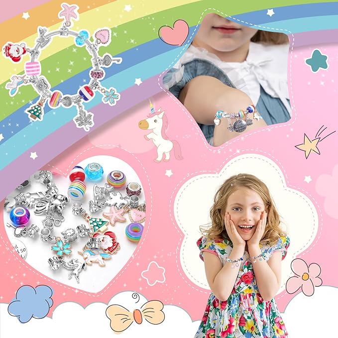 HYASIA Charm Bracelet Making Kit & Unicorn Gifts for Girls, Kids Toys Arts Crafts for Girls Age 8-12, Jewelry Making Supplies Set, The Perfect Gifts for Girls Birthday Party Game Children Christmas