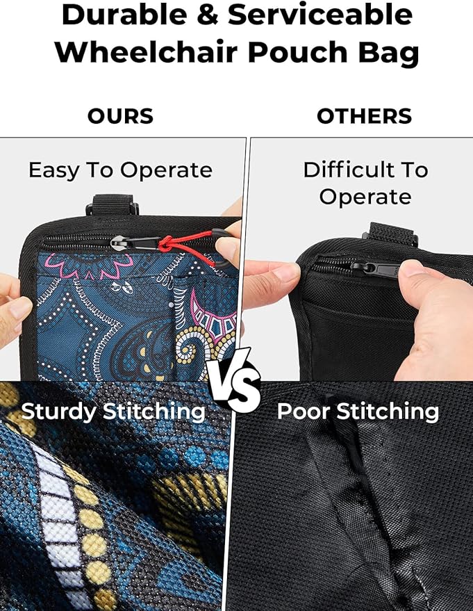 JOYTUTUS Walker Side Bag, Wheelchair Armrest Storage Pouch with Cup Holder, Wheelchair Accessories for Seniors, Walker Bag Cup Holder for Walker, Rollator, Electric Scooter or Wheelchair