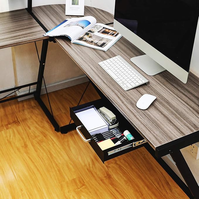 Gome Under Desk Pull-Out Drawer - Storage Organizer Office Mounted, Easy Slide-Out Pencil Drawer for Space Saving, Ideal for Sit-Stand Workstation with 1.2" High Crosspiece