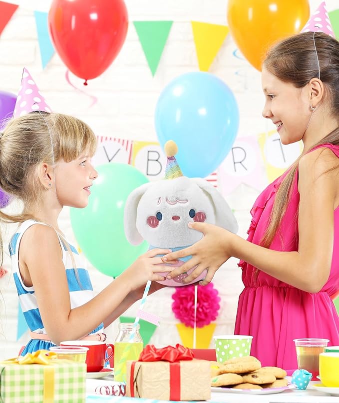 Birthday Plush Toy Stuffed Dog - Adorable Birthday Cake Stuffed Animal, Cute Sweetheart Dog with Glowing Candle, Party Decorations, Kids' Gifts, 11 Inch