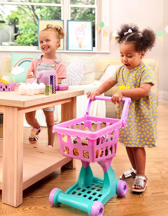 Battat- Play Circle- Shopping Cart – Toy Food – Play Kitchen For Toddlers- Pretend Play- Shopping Day Grocery Cart- 2 years +