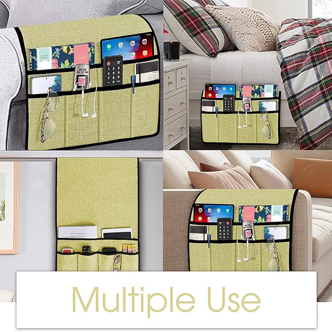 Joywell Remote Control Holder for Recliner Armchair Caddy Couch Armrest Organizer Sofa Arm Chair Caddie with 6 Pocket Storage for Magazine, Tablet, Phone, iPad, Yellow