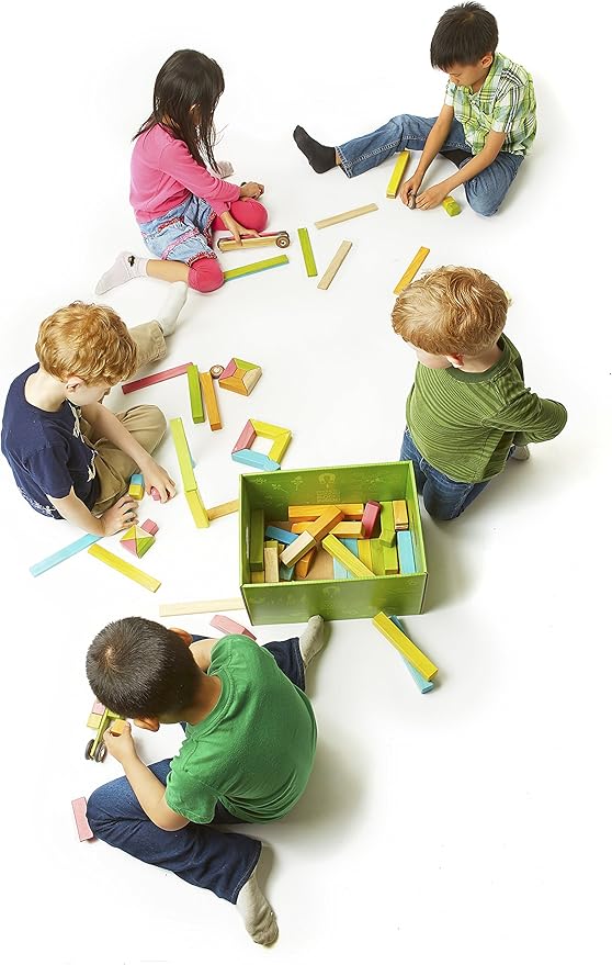 130 Piece Tegu Classroom Magnetic Wooden Block Set,Natural