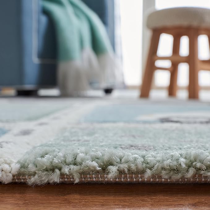 SAFAVIEH Carousel Kids Collection Runner Rug - 2' x 8', Grey & Light Blue, Non-Shedding & Easy Care, Ideal for High Traffic Areas for Boys & Girls in Playroom, Nursery, Bedroom (CRK193F)