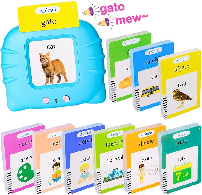 510 Spanish Flash Cards for Kids 3+Years,Pocket Speech for Toddlers,Autism Sensory Toys,Learning Montessori Toys,Speech Therapy Toys for Kids Toddlers