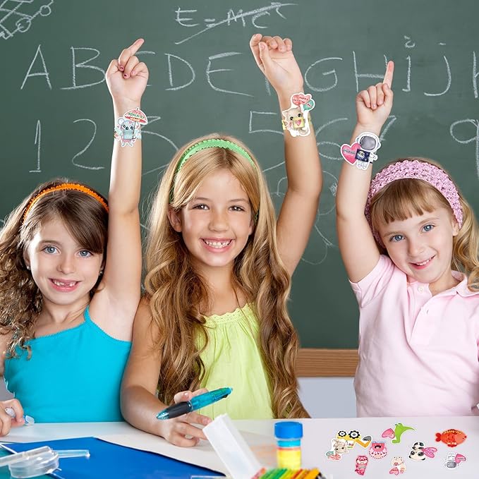 ceiba tree 30Pcs Valentine's Day Slap Bracelets with Cards Gifts for Kids Valentines School Classroom Class Classmates Exchange Prizes Party Favors Goodie Bag Stuffers