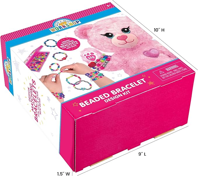 Fashion Angels Build-A-Bear Beaded Bracelet Design Kit - Design BFF Bracelets for Girls with Your Stuffed Bear - Beading Tool for Bracelet Making - Heart Beads for Jewerly - Ages 5 and up