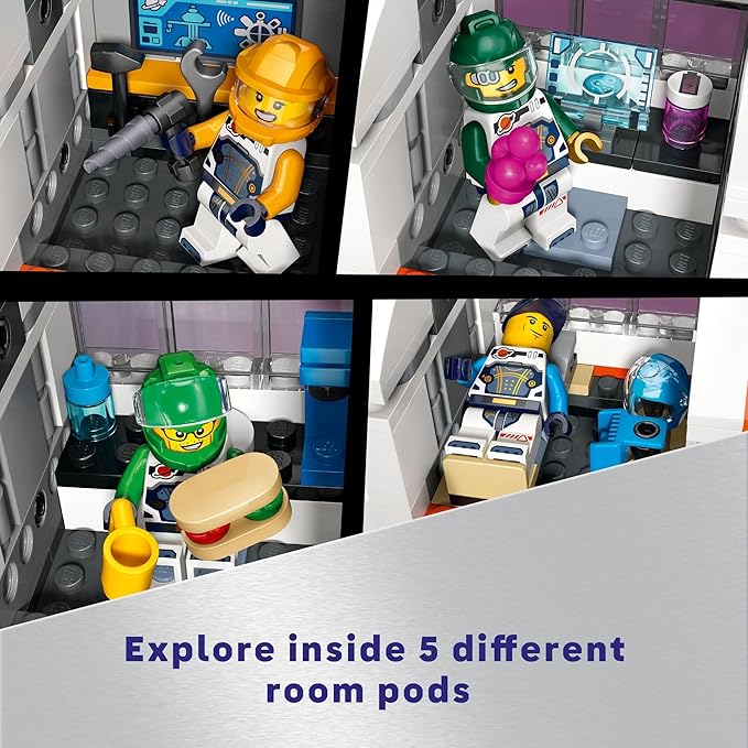 LEGO City Modular Space Station STEM Toy, Modular Exploration Science Toy with 6 Astronaut Minifigures, Gifts for Boys, Girls, and Kids Ages 7 and Up, Building Toy for Kids, 60433