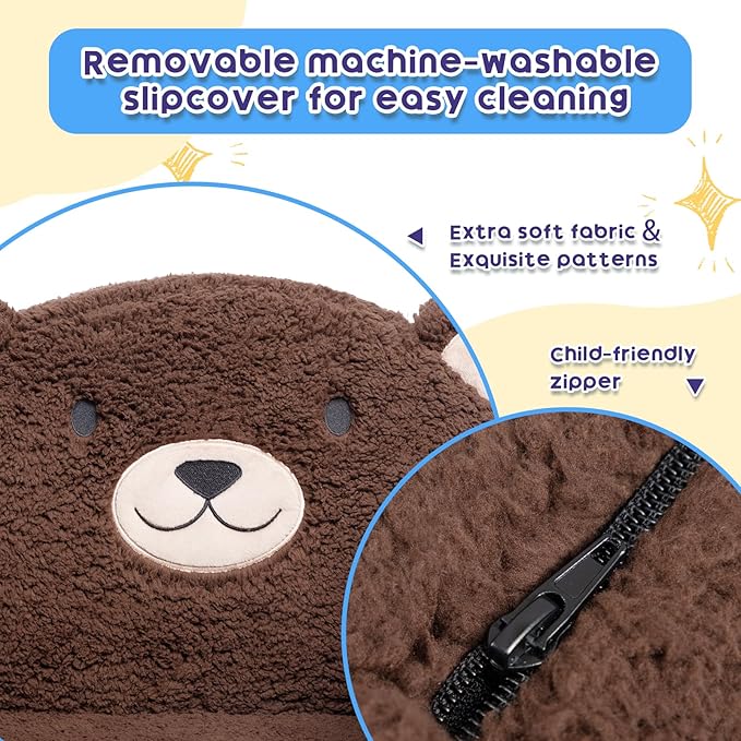 ALIMORDEN Toddler Couch Ultra-Soft Snuggle Chair, Comfy Sherpa Foam Filled Lovely Bear Sofa, Kids Cozy Corner Play Couch for Boys and Girls, Chocolate