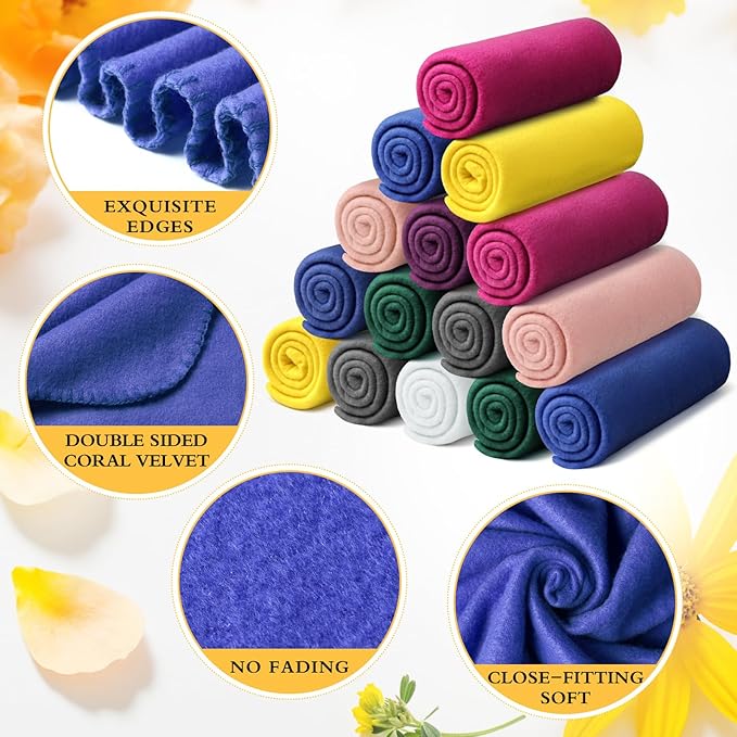 Kinlop Fleece Blanket Bulk 60 x 50 Inch Soft Lightweight Fleece Cozy Blanket Warm Throw Plush Pet Throw for Bed Couch Sofa Home Office Wedding Gifts Travel Camping(Vibrant Color,40 Packs)