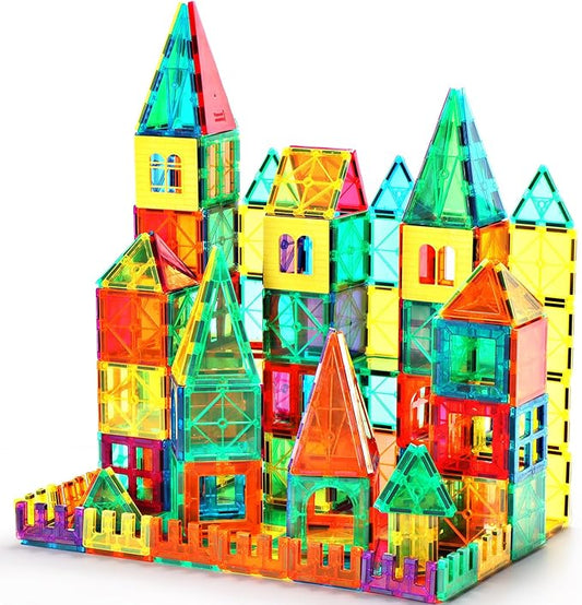 FNJO Magnetic Tiles, Magnet Building Set,60 PCS Building Blocks Set STEM Preschool Montessori Toy for Kids Boys Girls