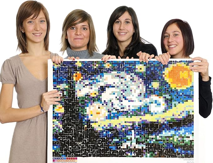 Huge Mosaic Puzzle Poster Kits | Group Project | No Mess Paint by Sticker | Stay at Home Activity | Classroom | One Sticker at a Time! | Large Starry Night | Learning Fun | 40” X 36” Giant Poster