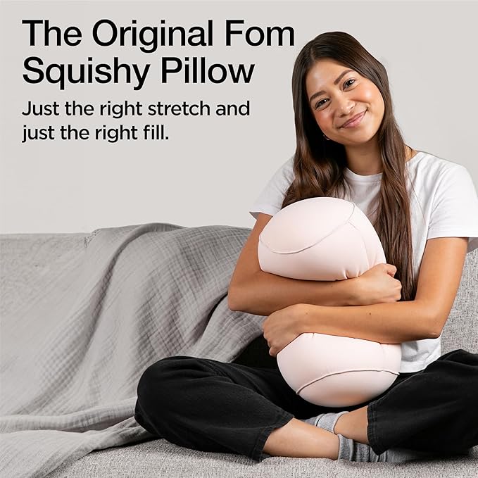 Brookstone Squishy FOM Cushion Pillow - The Original Stretchy, Comfy, Colorful Pillow for Neck, Lumbar Support, and Bed - for Sleeping, Car, Travel - Small Pillow, Apricot, 12 x 7 Inches