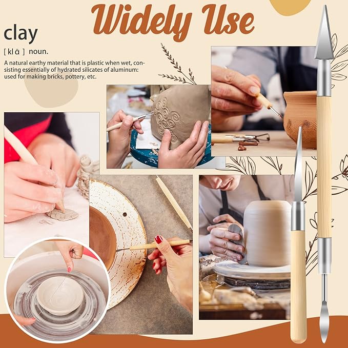 Jetmore 35 Pack Clay Tools Kit, Pottery Tools & Sculpting Tools, Polymer Modeling Clay Cutters Sculpture Set for Carving, Ceramics, Molding, DIY