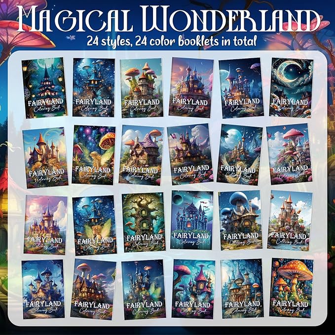 Coloring Book for Adult Coloring Book Bulk, DIY Art Coloring Book for Adult Drawing Book with Flower Words for Party Favors Goodie Bag Filler(24 Pcs,Fairyland)