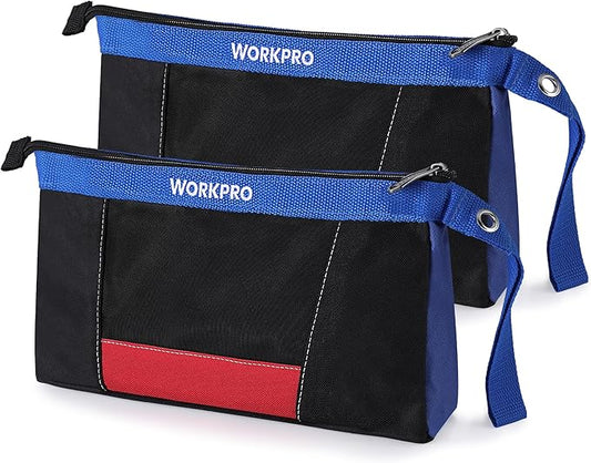 WORKPRO 12" Tool Pouches with Zipper, Utility Bag Pouch for Tool Organizers and Storage, Small Tool Bag, Multipurpose Storage pouch 2-Pack