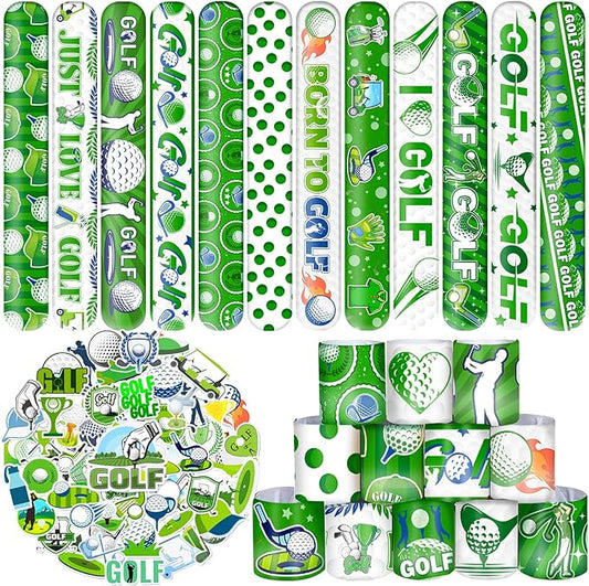 74 PCS Golf Party Favors, 50 PCS Golf Stickers 24 PCS Golf Slap Bracelets Golf Birthday Party Decorations Supplies for Kids Adults