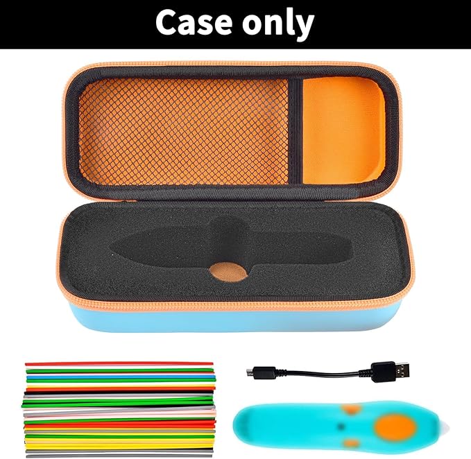 GWCASE Case Compatible with 3Doodler Start+ Essentials for 3D Pen Set for Kids, Storage Organizer Carrying Holder Fit for Printing Pens, Plastic Refill Blister, Micro-USB Charger (Box Only) -Blue
