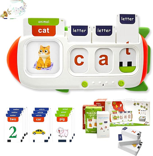 Talking Flash Cards for Toddlers 2 3 4 5 6 7 8,Sight Words Sensory Montessori Learning Toys with Autism,CVC Word Spelling & Talking ABC Flash Card for Kids,for Preschool Boys Girls