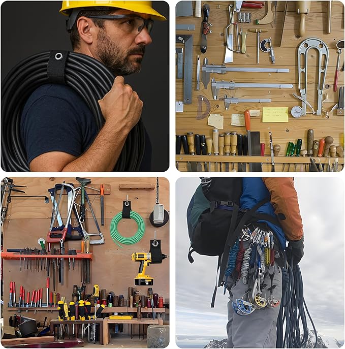 3-Pack Heavy-Duty Extension Cord Holder, Two Sizes, Durable Nylon Cable Organizer Straps for Hanging Cables，Cords, Hoses, Ropes，Tools and Outdoor Organization