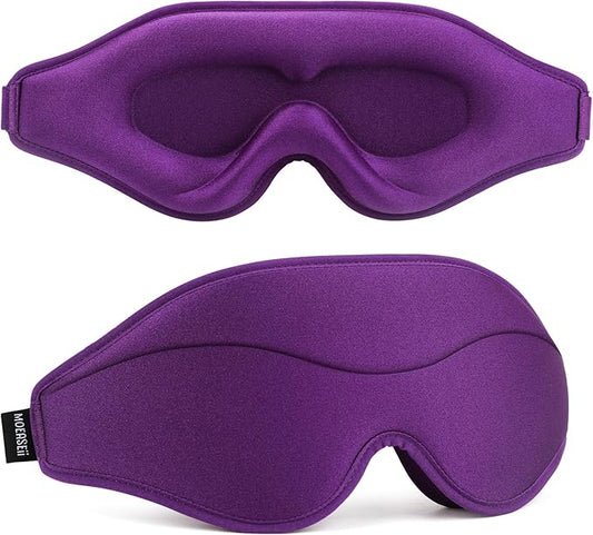 MOEASEii Sleep Mask - Total Blackout 3D Sleeping Mask, Super Lightweight & Silky Soft Eye Mask for Sleeping, Fully Adjustable Fit for Home, Office, Traveling, Meditation, Yoga, Purple