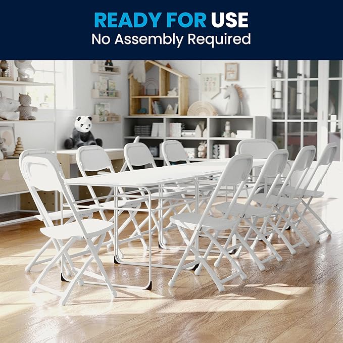 Flash Furniture Timmy Kids Plastic Folding Chairs for Pre-K through Kindergarten, Children's Folding Chairs for Daycare and Events, Set of 10, White