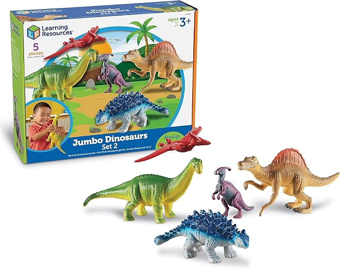 Learning Resources Jumbo Dinosaurs Expanded Set - 5 Pieces, Ages 3+, Dinosaurs for Toddlers, Dinosaurs Action Figure Toys, Kids' Play Dinosaur, Dinosaur toys for kids