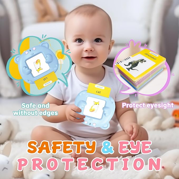 2 Pack Toddlers Talking Flash Cards with 224 Sight Words- Montessori Toys, Autism Sensory Toys,Speech Therapy,Learning Educational Toy Gifts for Ages 2 3 4 Boys and Girls, Blue+Pink