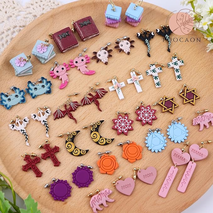 Puocaon Back to School Clay Cutters - 8 Pcs Polymer Clay Cutters for Books Clay Earrings Jewelry Making, School Book Clay Cutters for Polymer Clay Jewelry Earrings, Miniature Clay Jewelry Cutters