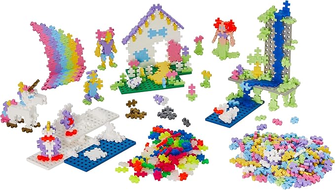 Plus-Plus - Learn to Build Super Set - Pastel Mix, 1,200 Pieces w/ 4 Baseplates - Construction Building Stem/Steam Toy, Interlocking Mini Puzzle Blocks for Kids