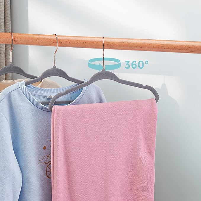 Baby Velvet Hangers 30Pack - 11 Inch Non-Slip Kids Hangers for Clothes - Small Toddler Child Hangers Durable for Every Use - 10 Hanger Clips Included, Gray
