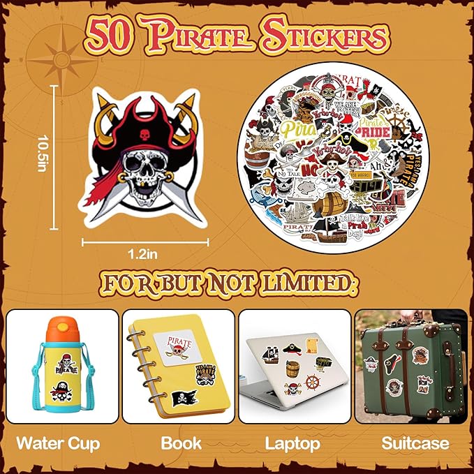 180 Pirate Party Favors Birthday Supplies Straw Gold Coin Gems Sticker Stamp Keychain Slap Bracelet Toy Gift Boy Girl Kid Goodie Bag Stuffer Carnival Prize Decorations Pirate Party Supplies