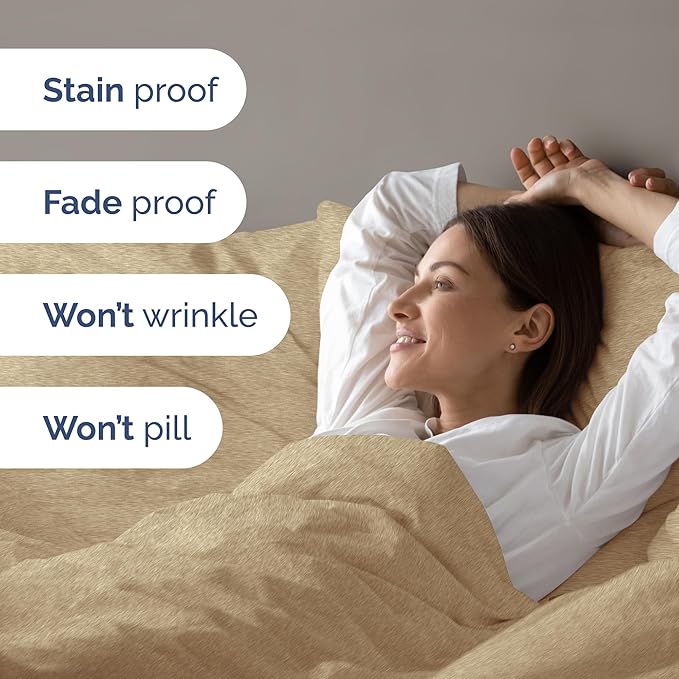 CGK Unlimited Duvet Cover Cal King Size Set - Extra Soft Cal King Size Duvet Cover 104 x 98 with 2 Pillow Shams - Hotel Quality w/Zipper Closures & Ties - Bedding and Bed Linens Set (Heathered Tan)